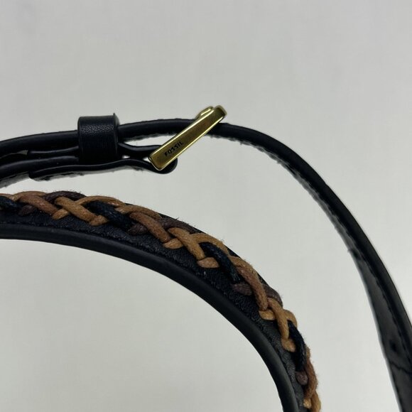 FOSSIL KENDALL SATCHEL Black Canvas Purse Brown Leather Trim Extra Strap - Picture 10 of 11